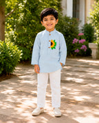 Sunflower Embroidered Kurta for Boys
