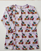 Elephant Camel and Horse Print Cotton Kurta for Boys