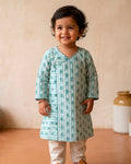 Stripes with Flower Cotton Kurta for Boys