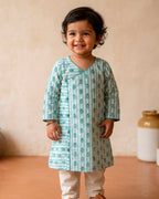 Stripes with Flower Cotton Kurta for Boys