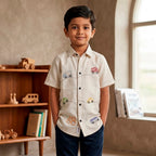 Vehicles Hand embroidered Shirt for Boys