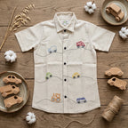 Vehicles Hand embroidered Shirt for Boys