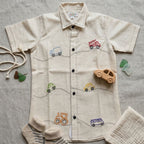 Vehicles Hand embroidered Shirt for Boys