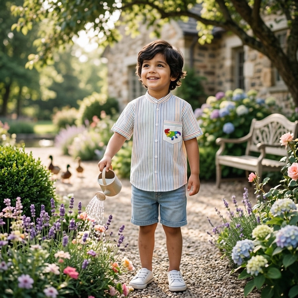 Dinosaur Hand embroidered Shirt for Boys