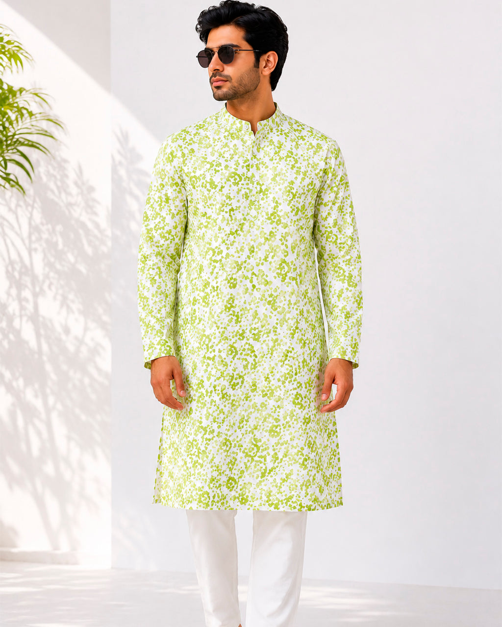 Pista Green Pixel Print Kurta