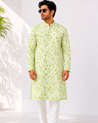 Pista Green Pixel Print Kurta
