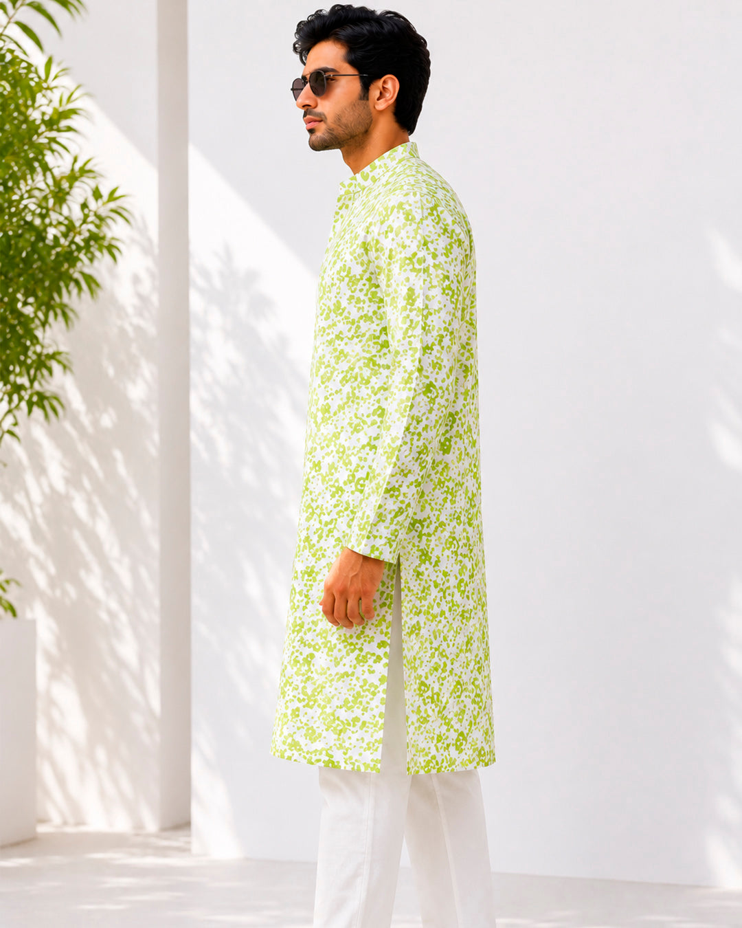 Pista Green Pixel Print Kurta