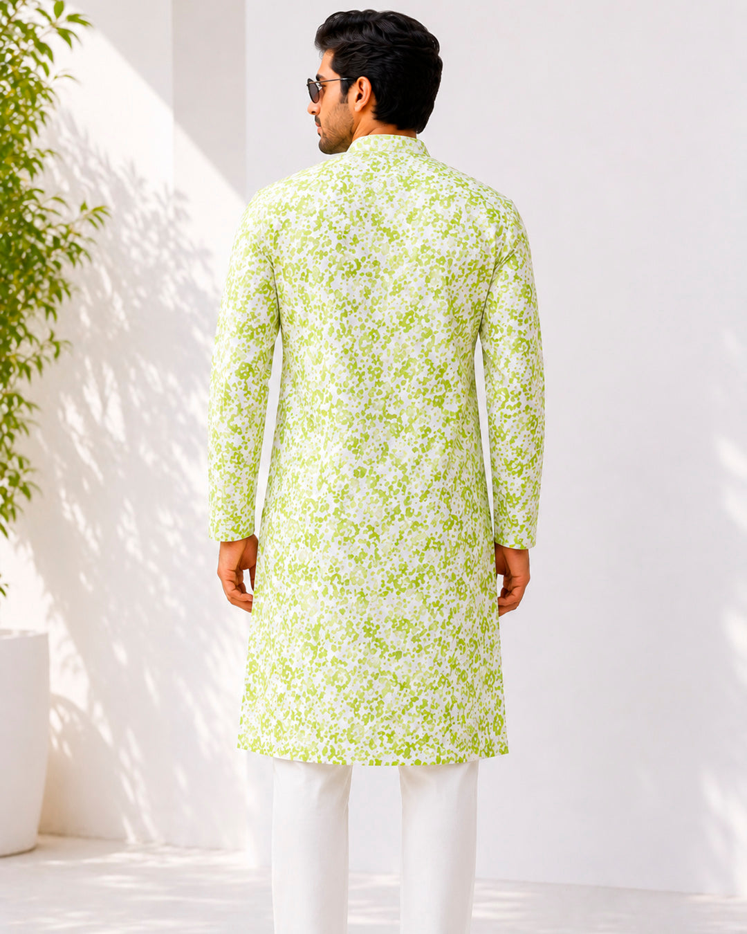 Pista Green Pixel Print Kurta