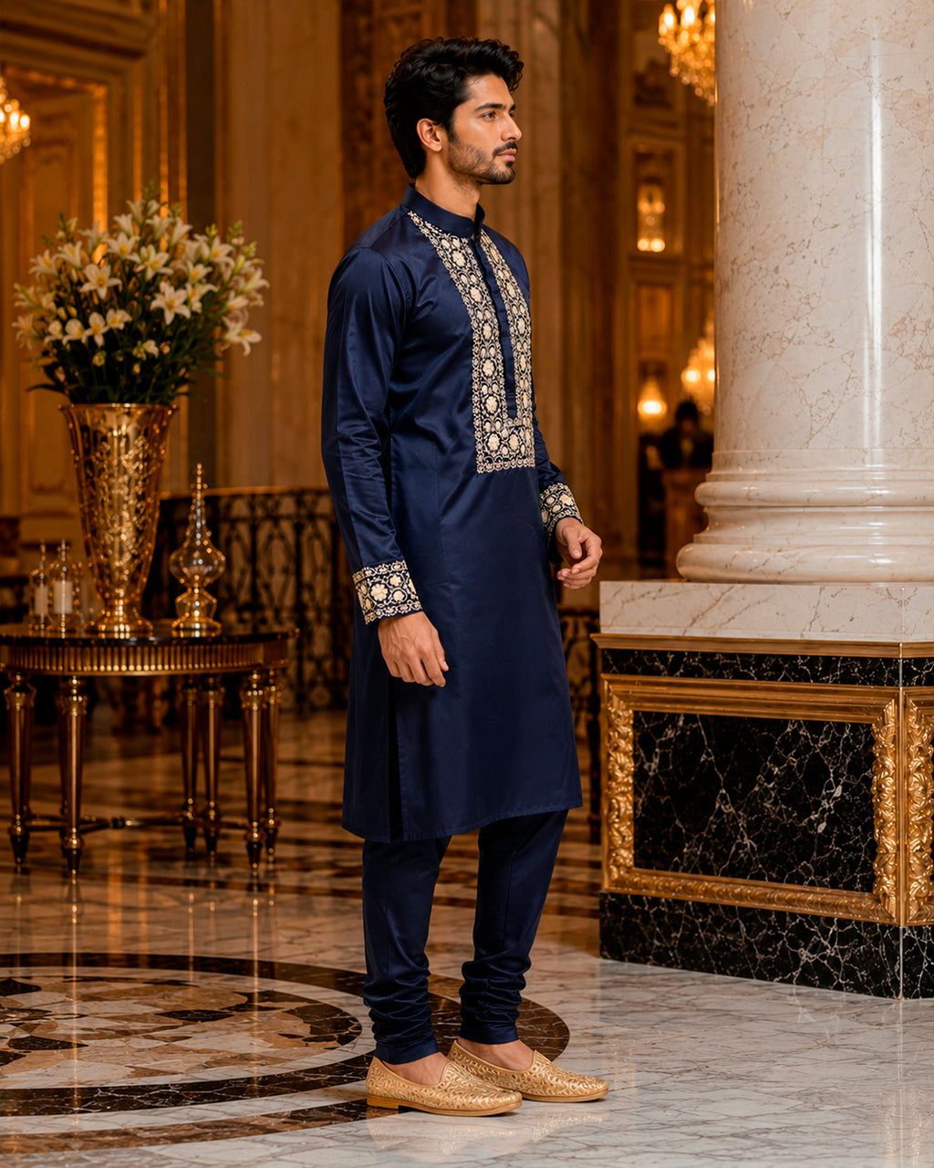 Midnight Blue Zardozi Zenith Ethnic Kurta