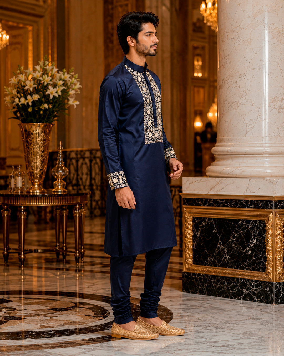 Midnight Blue Zardozi Zenith Ethnic Kurta