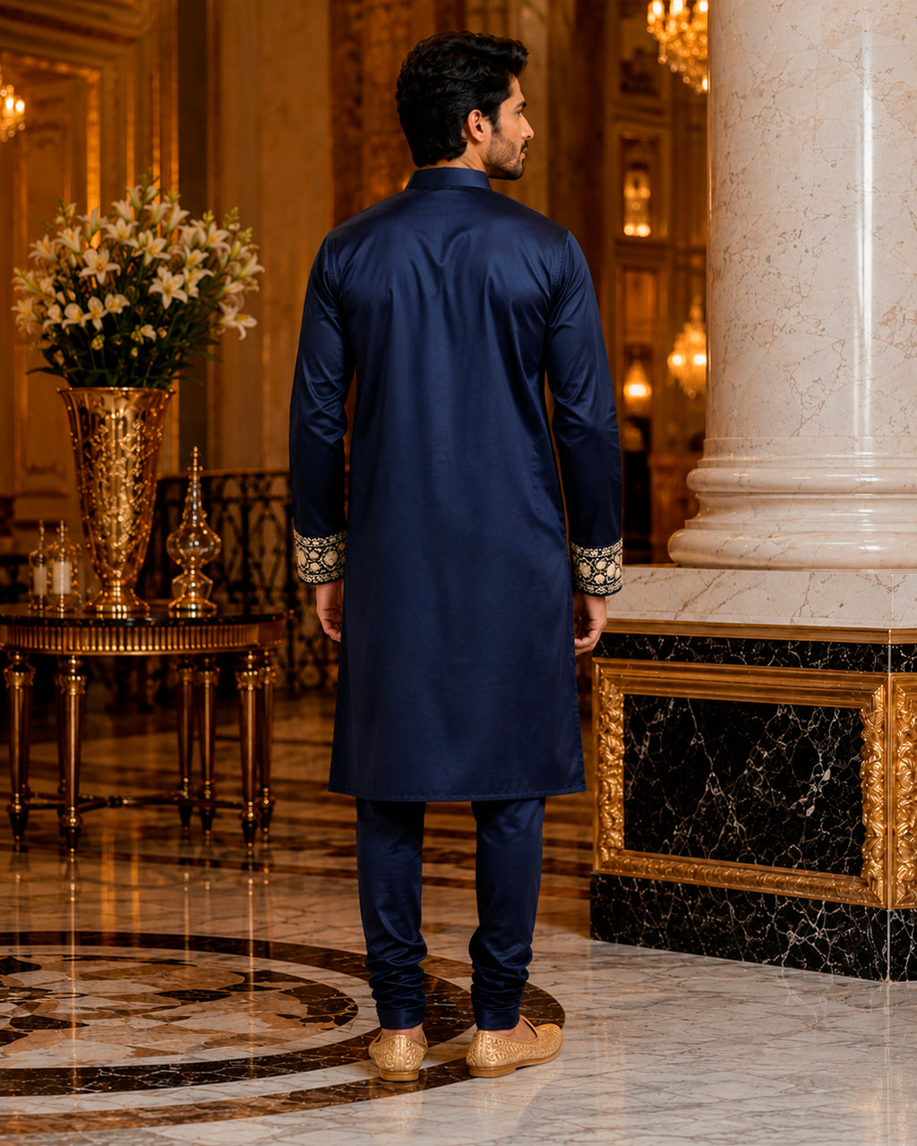 Midnight Blue Zardozi Zenith Ethnic Kurta