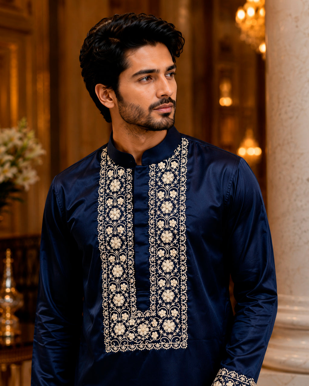 Midnight Blue Zardozi Zenith Ethnic Kurta