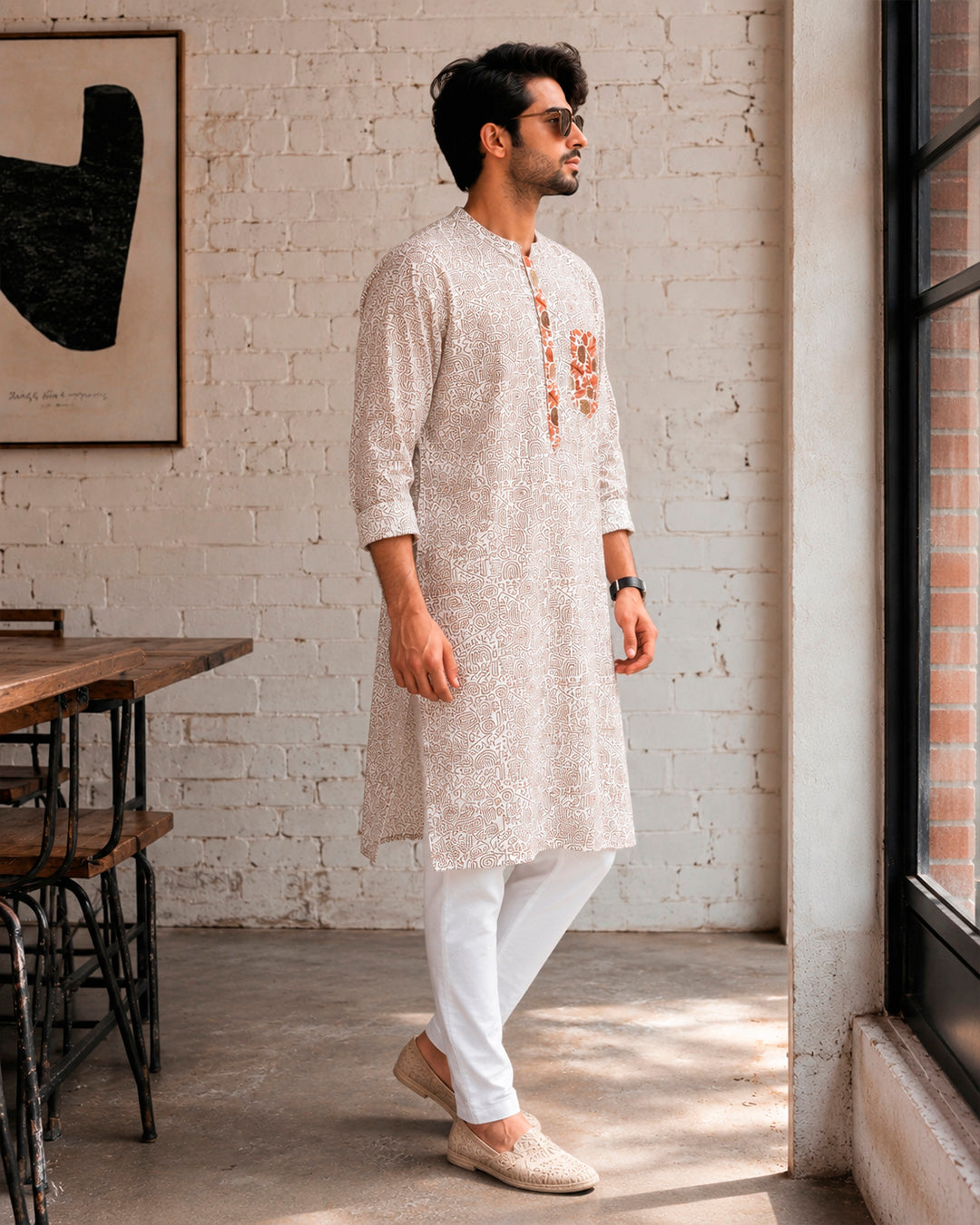 Pixelated Stamp Urban Kurta