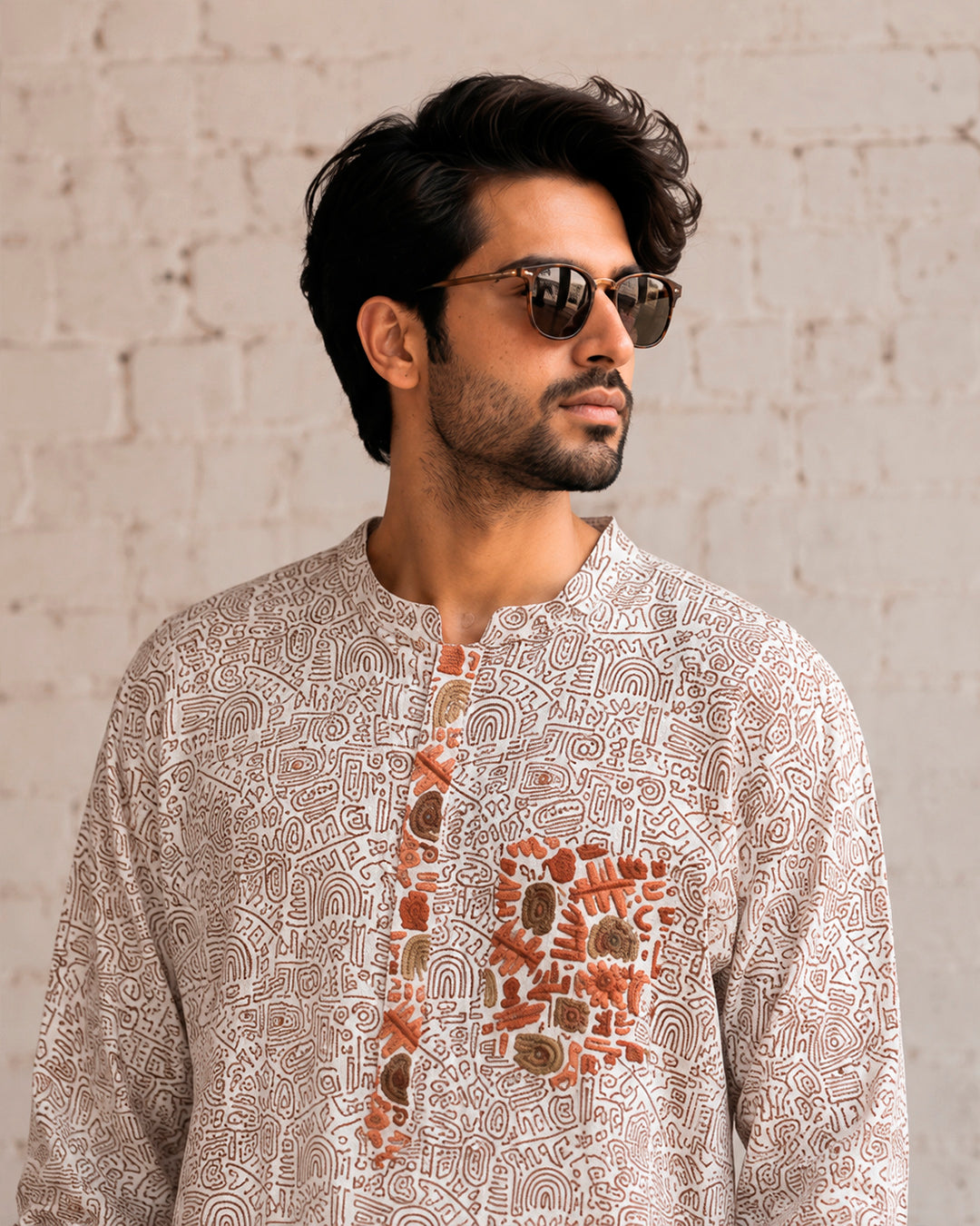 Pixelated Stamp Urban Kurta