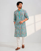 Sea Green Sanganeri Breeze Kurta