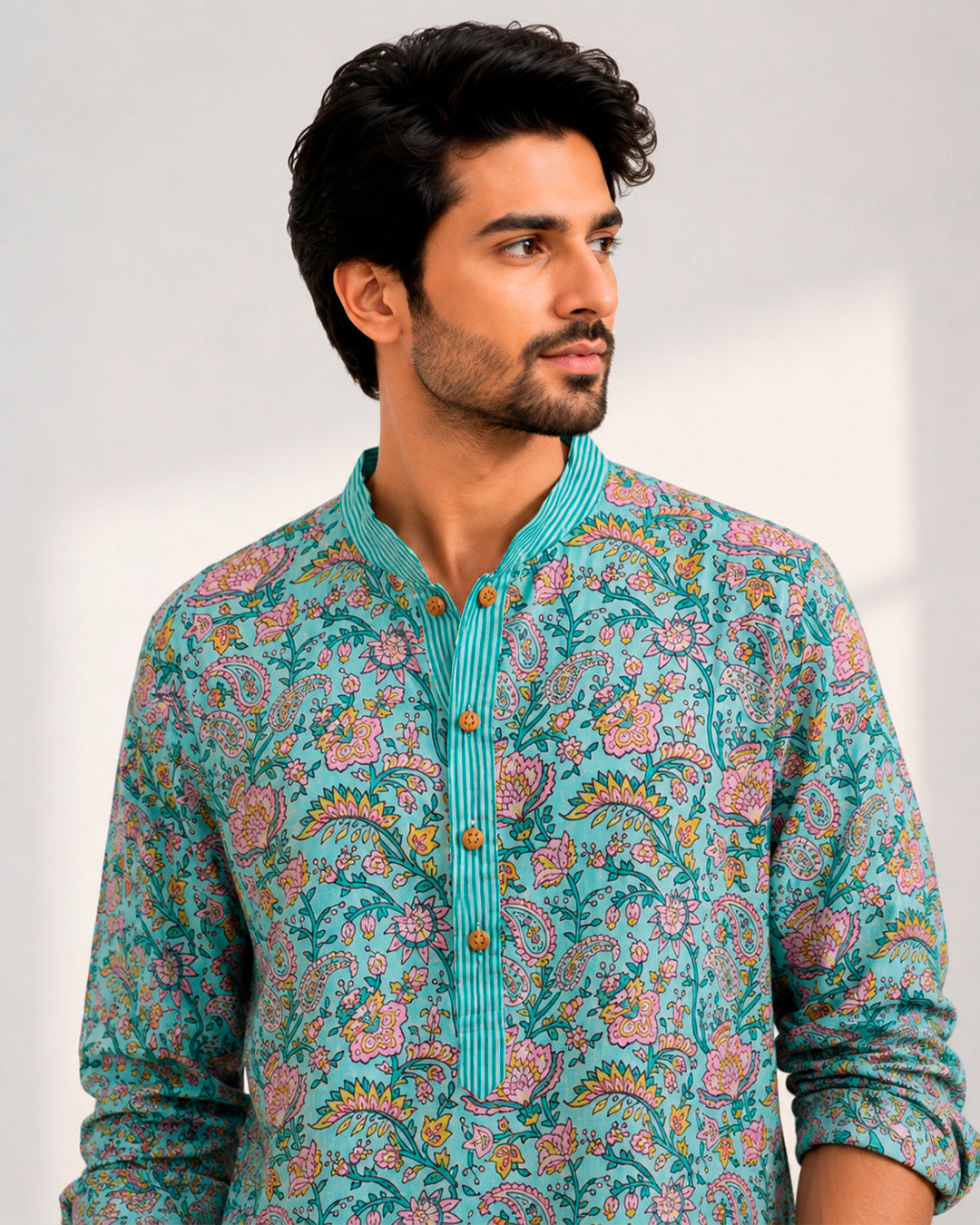 Sea Green Sanganeri Breeze Kurta