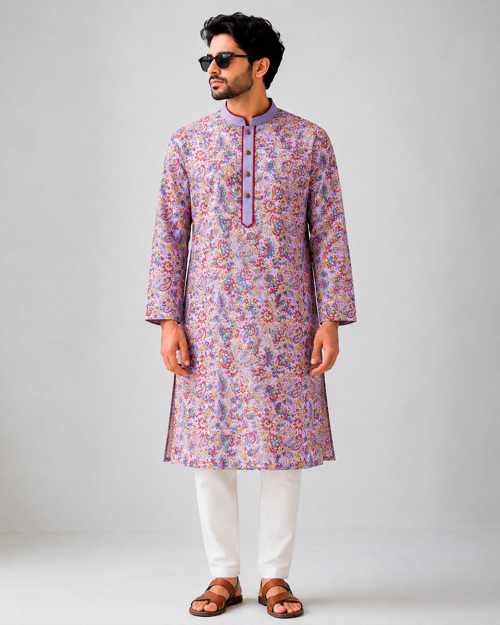 Purple Sanganeri Breeze Kurta