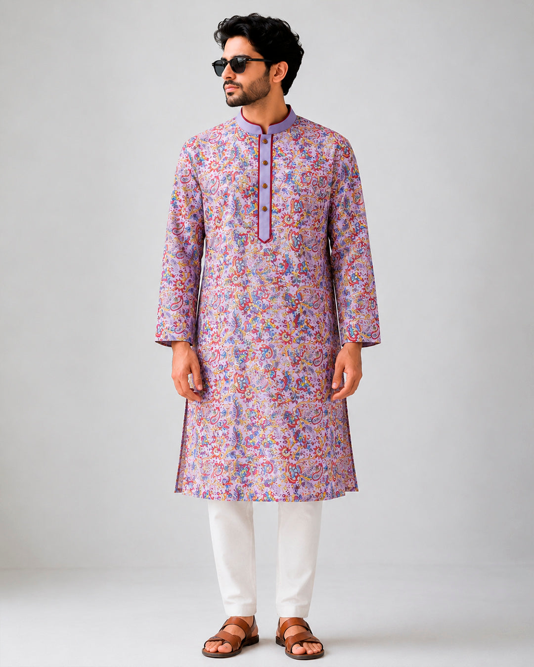 Purple Sanganeri Breeze Kurta