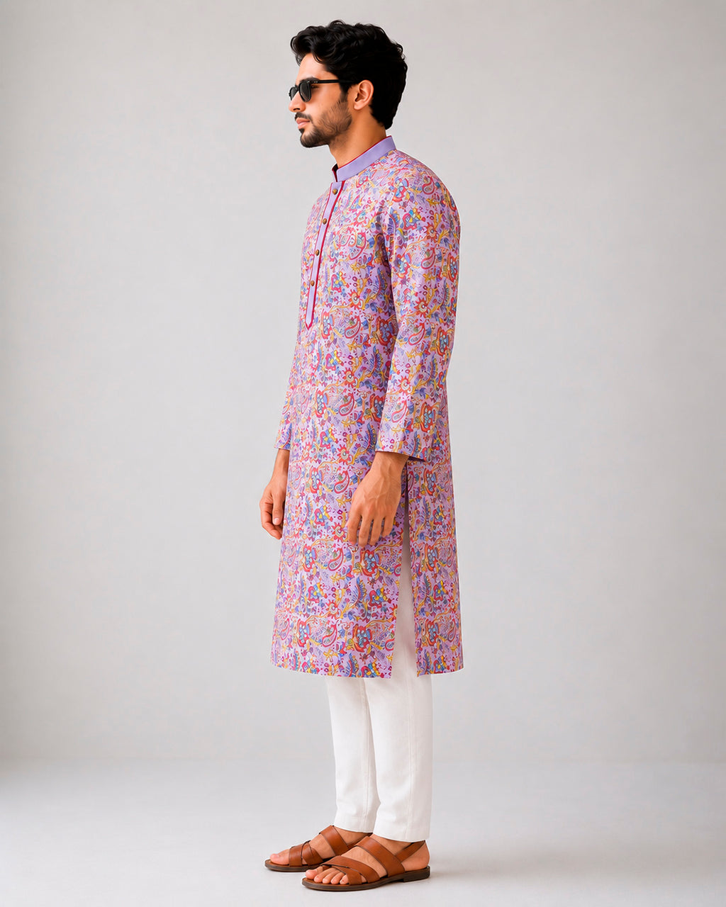 Purple Sanganeri Breeze Kurta