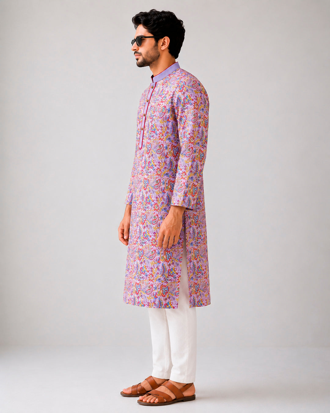 Purple Sanganeri Breeze Kurta