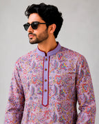 Purple Sanganeri Breeze Kurta