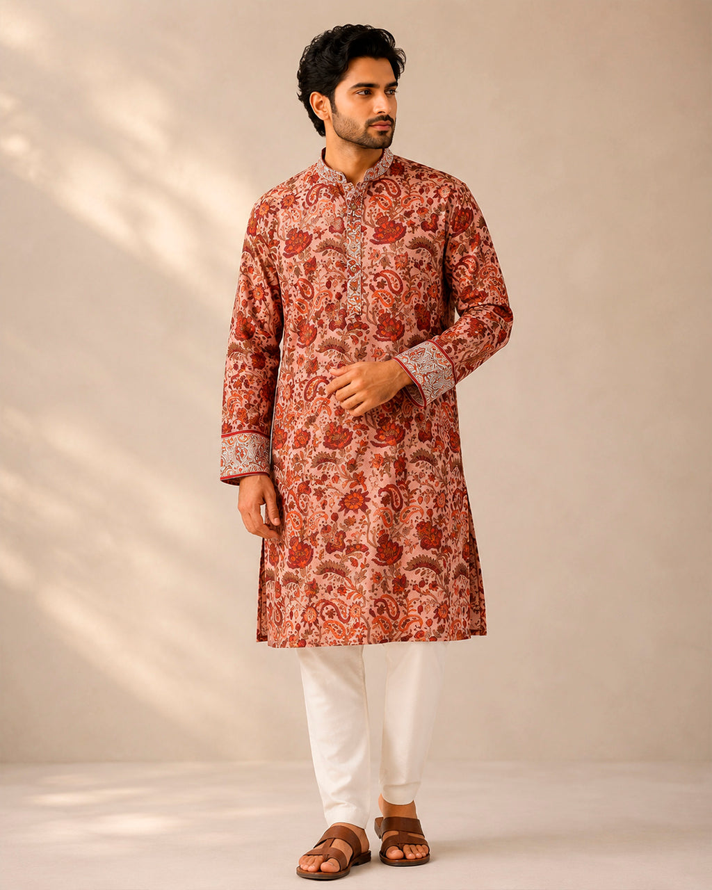 Rust Brown Sanganeri Breeze Kurta