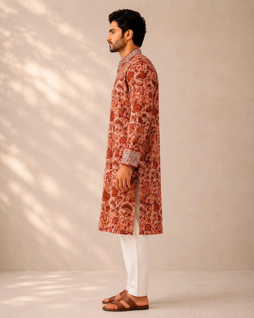 Rust Brown Sanganeri Breeze Kurta