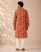 Rust Brown Sanganeri Breeze Kurta