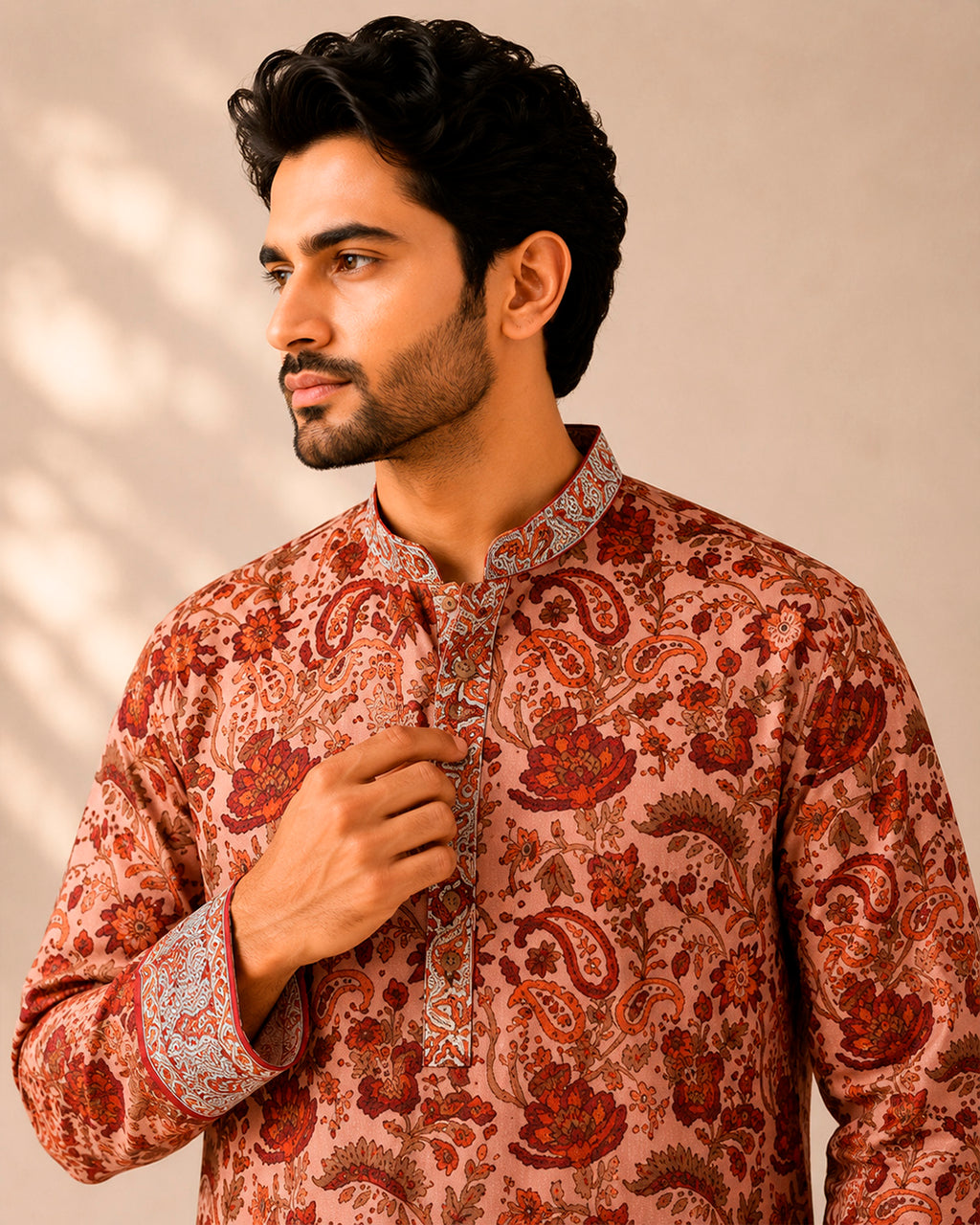 Rust Brown Sanganeri Breeze Kurta
