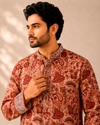 Rust Brown Sanganeri Breeze Kurta