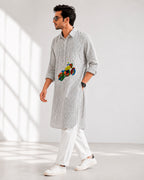 Retro Bike and Kantha Motif Urban Wear Kurta