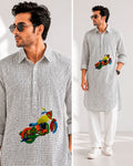 Retro Bike and Kantha Motif Urban Wear Kurta
