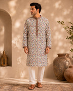 Beige Floral Jaal Ethnic Kurta
