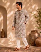 Beige Floral Jaal Ethnic Kurta