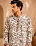 Beige Floral Jaal Ethnic Kurta