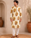 Mustard Yellow Marigold Motif Kurta