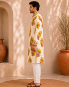 Mustard Yellow Marigold Motif Kurta