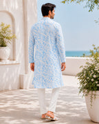 Powder Blue Pixel Print Kurta