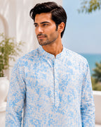 Powder Blue Pixel Print Kurta