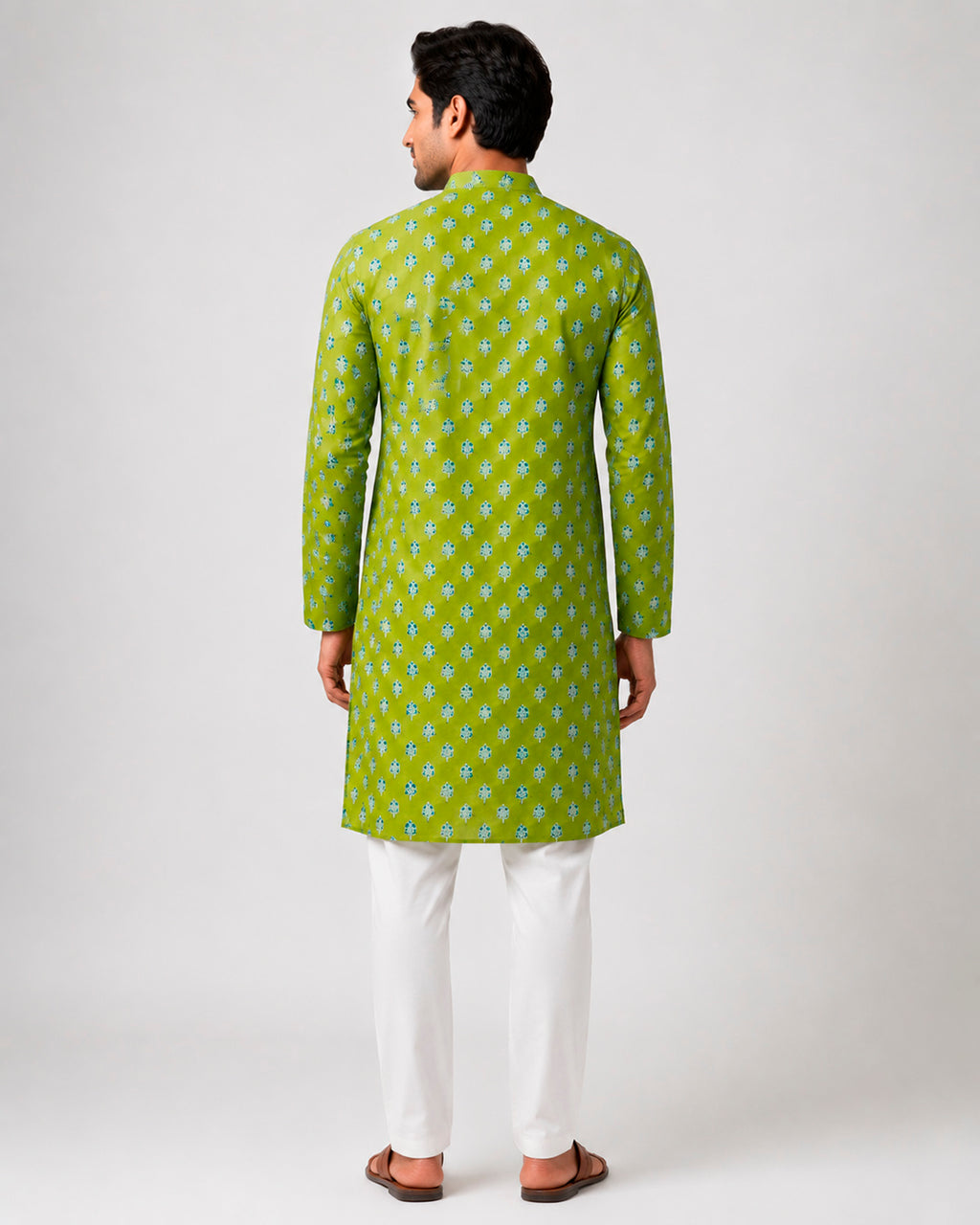 Mehendi Green Mawar Motif Kurta