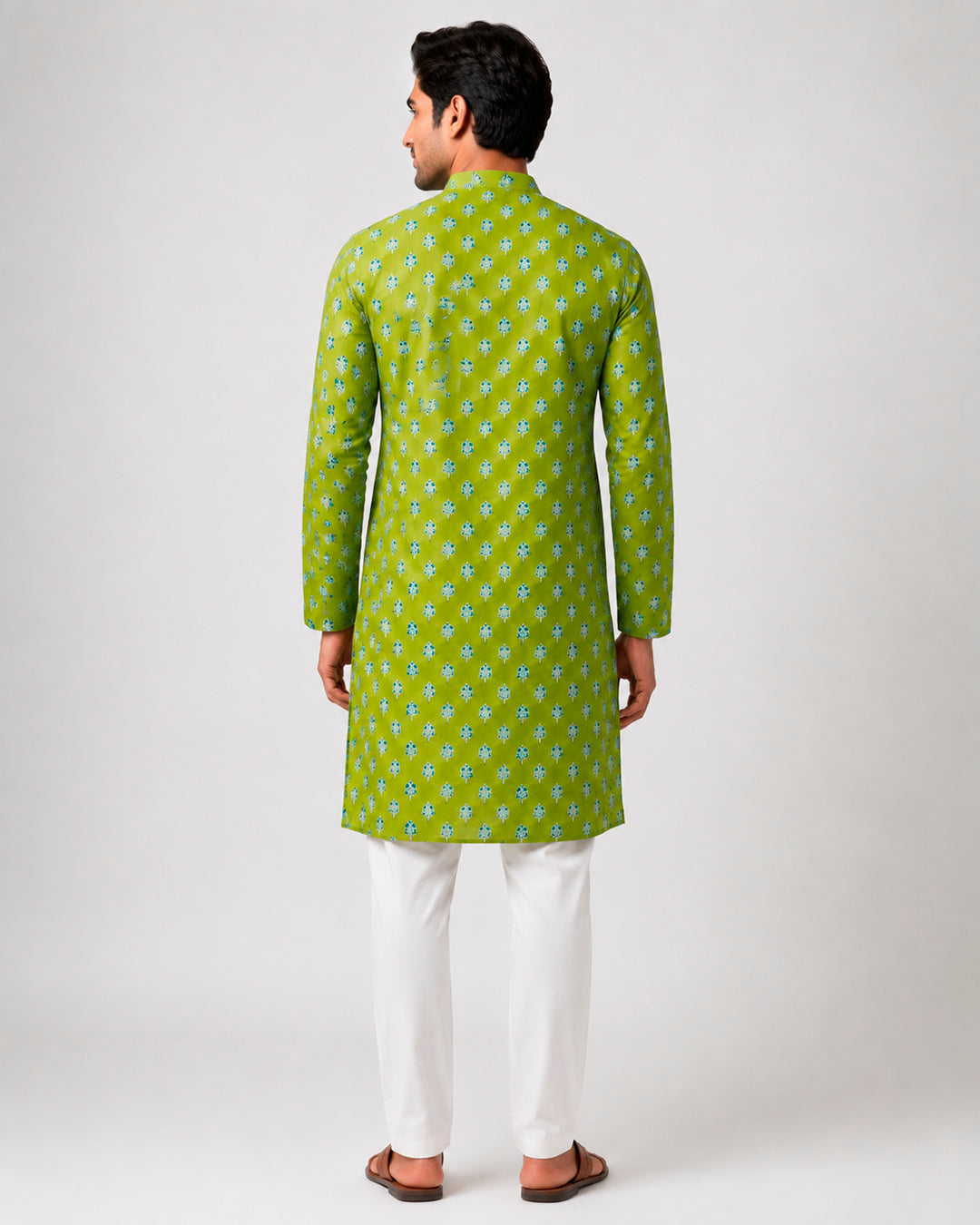 Mehendi Green Mawar Motif Kurta