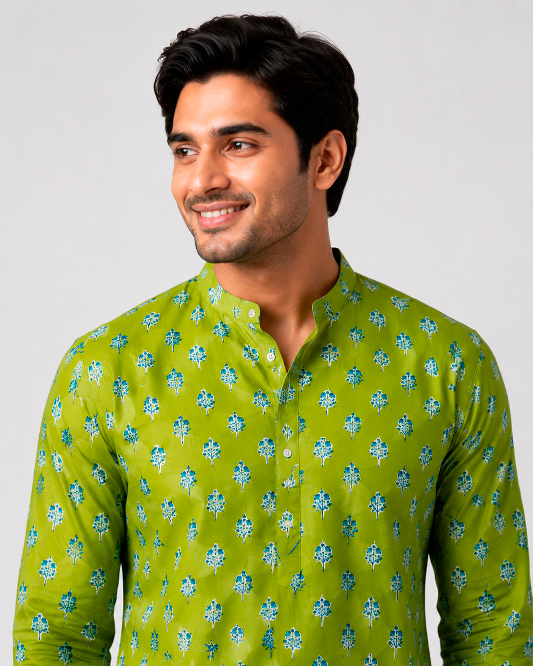 Mehendi Green Mawar Motif Kurta