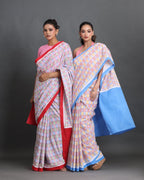 Pastel Weave Block Printed Saree