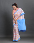Pastel Weave Block Printed Saree