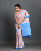 Pastel Weave Block Printed Saree