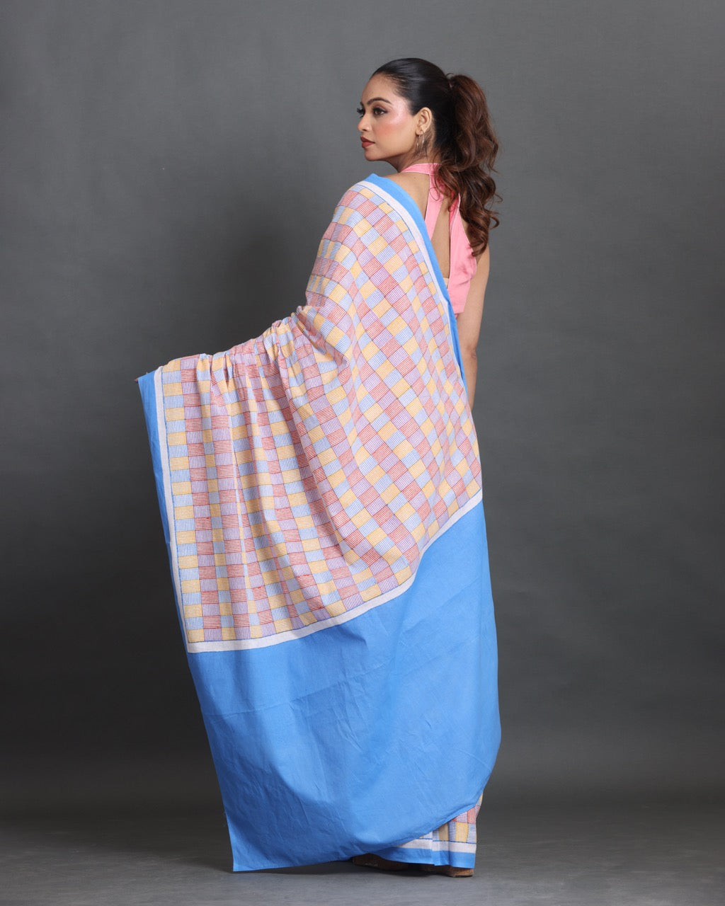 Pastel Weave Block Printed Saree