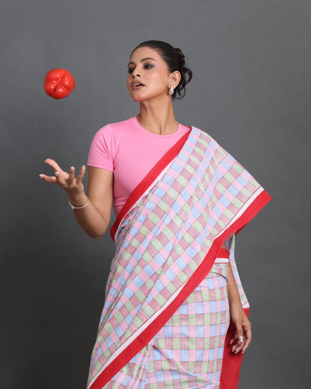 Pastel Weave Block Printed Saree