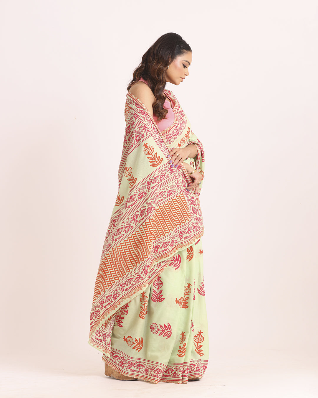 Anardana Block Printed Saree
