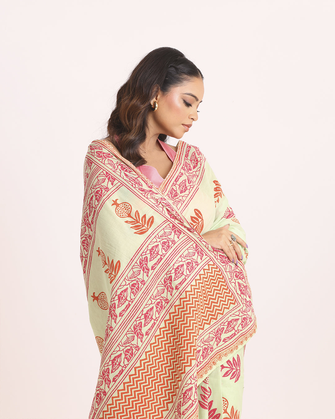 Anardana Block Printed Saree