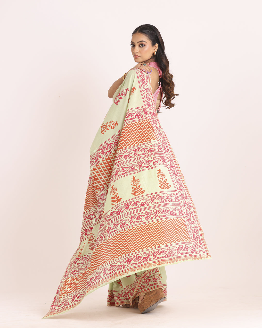 Anardana Block Printed Saree